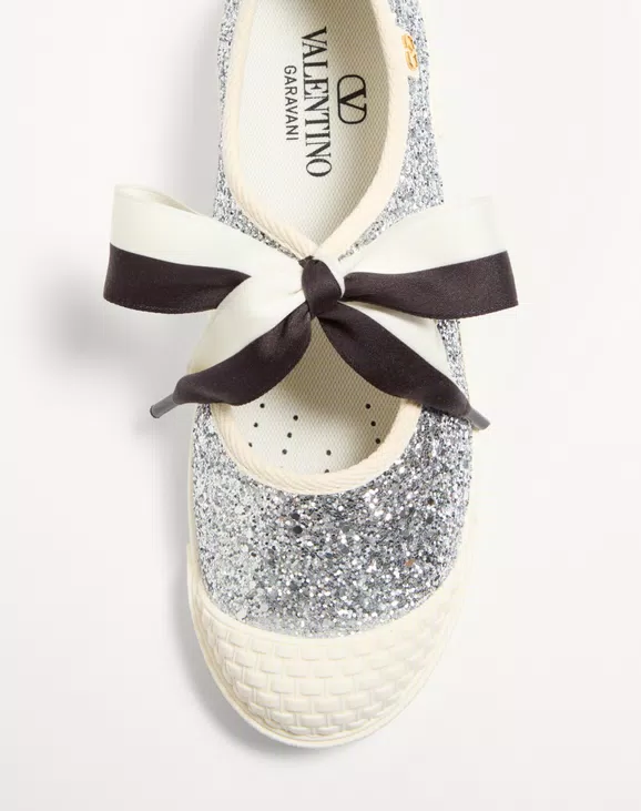 Valentino Bay By Bay Ballerina Sneakers In Glitter Fabric - Image 3